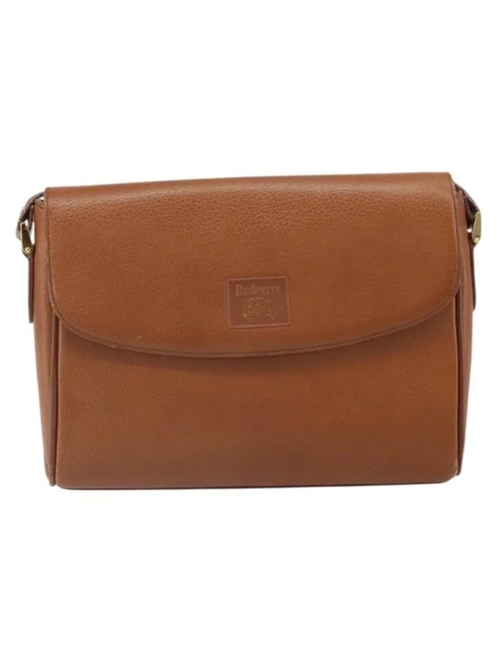 Authentic Burberrys Shoulder Bag Leather Brown Gold - Picture 9 of 16